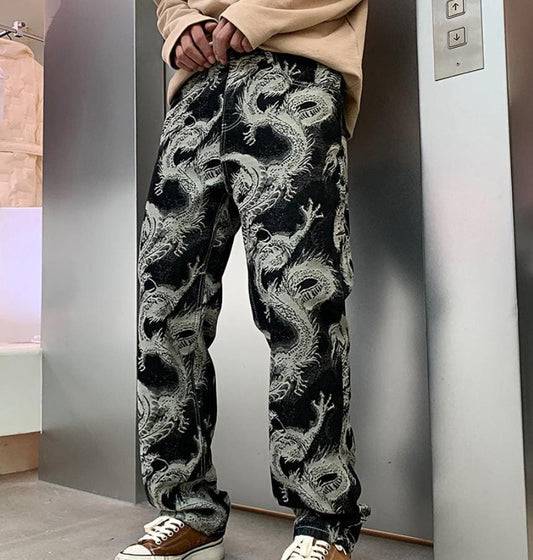Dragon Pattern Retro Streetwear Pants