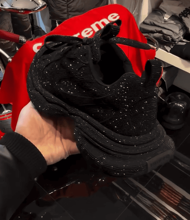 Men's Runner Sneaker With Rhinestones in Black