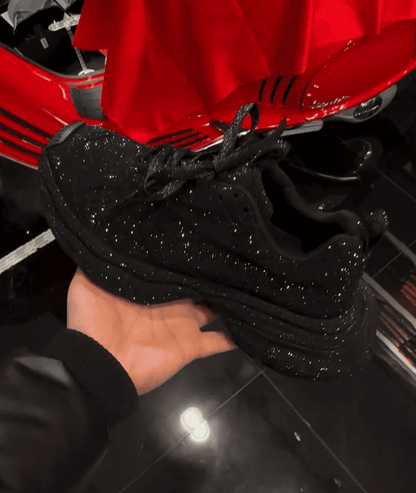 Men's Runner Sneaker With Rhinestones in Black