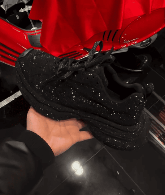 Men's Runner Sneaker With Rhinestones in Black