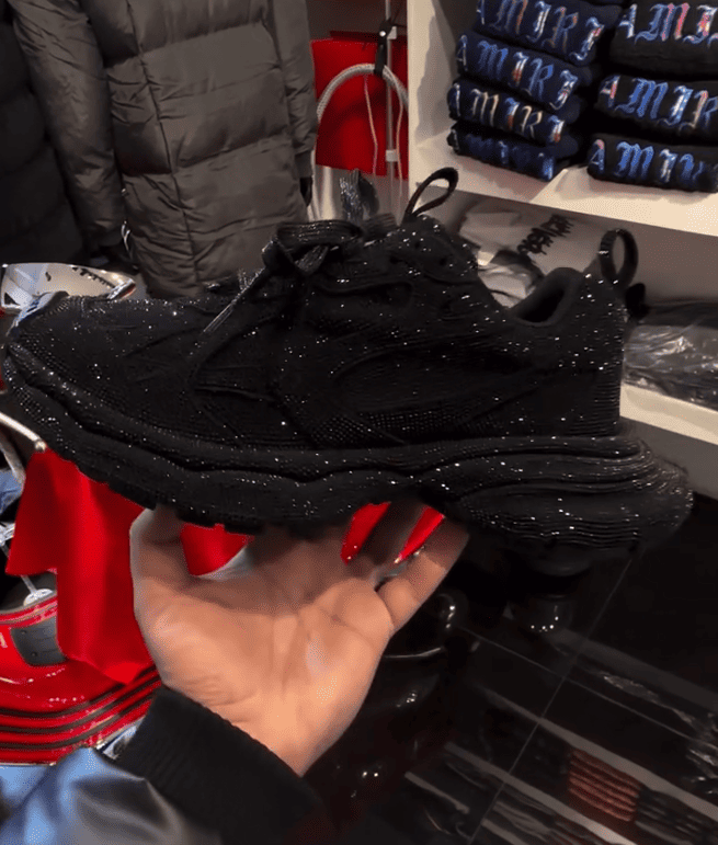Men's Runner Sneaker With Rhinestones in Black