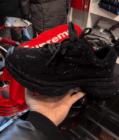 Men's Runner Sneaker With Rhinestones in Black