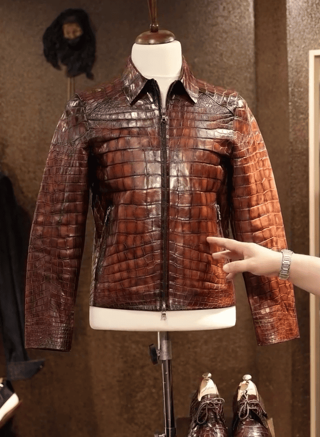 Men's top-quality crocodile leather jacket