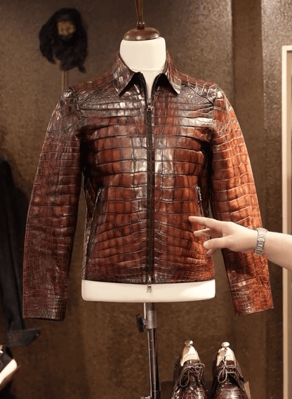 Men's top-quality crocodile leather jacket