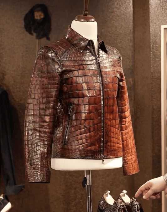 Men's top-quality crocodile leather jacket