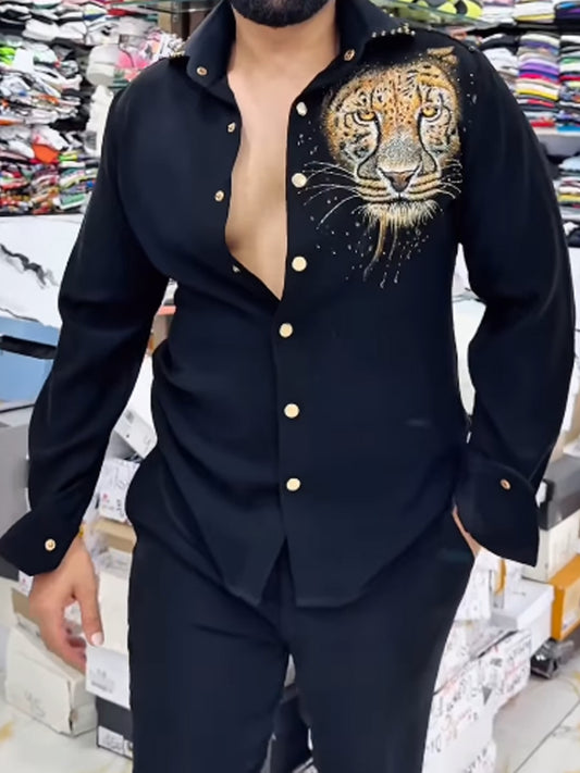 Men's Rivet Rhinestone Sparkle Shirt
