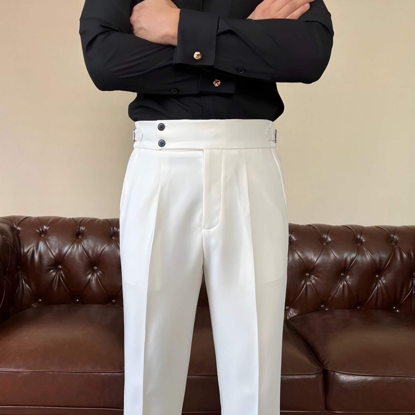 Men's Solid Color Straight Casual Trousers