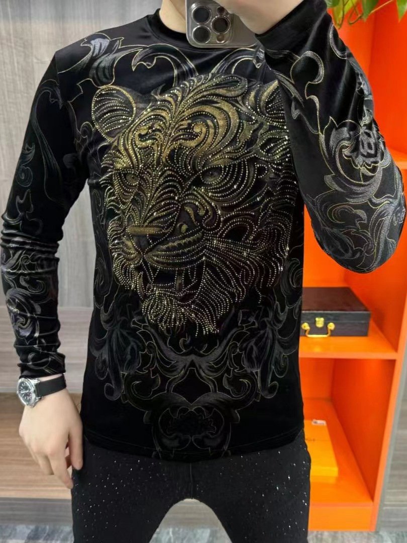 Men's long sleeve beast pattern tops