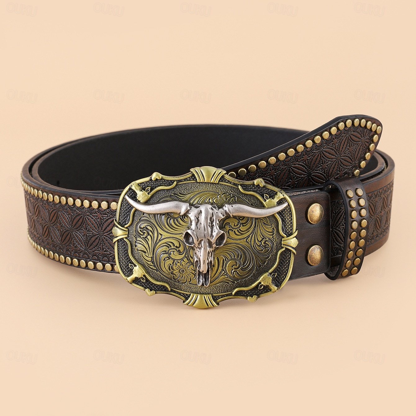 Vintage Carved Western Cowboy Belt