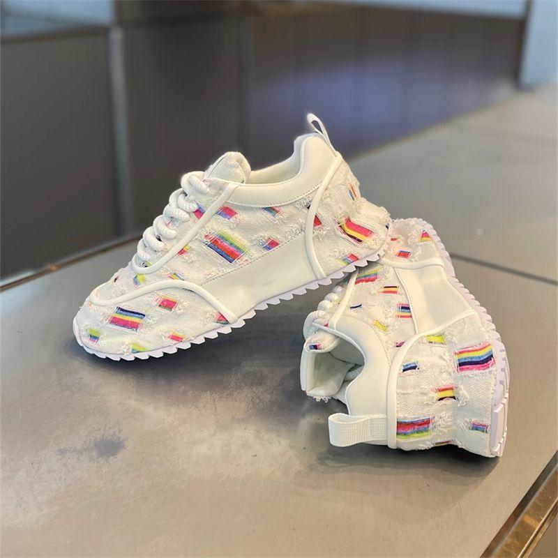 Trendy Color Block Denim Comfortable Men's Thick-soled Sneakers