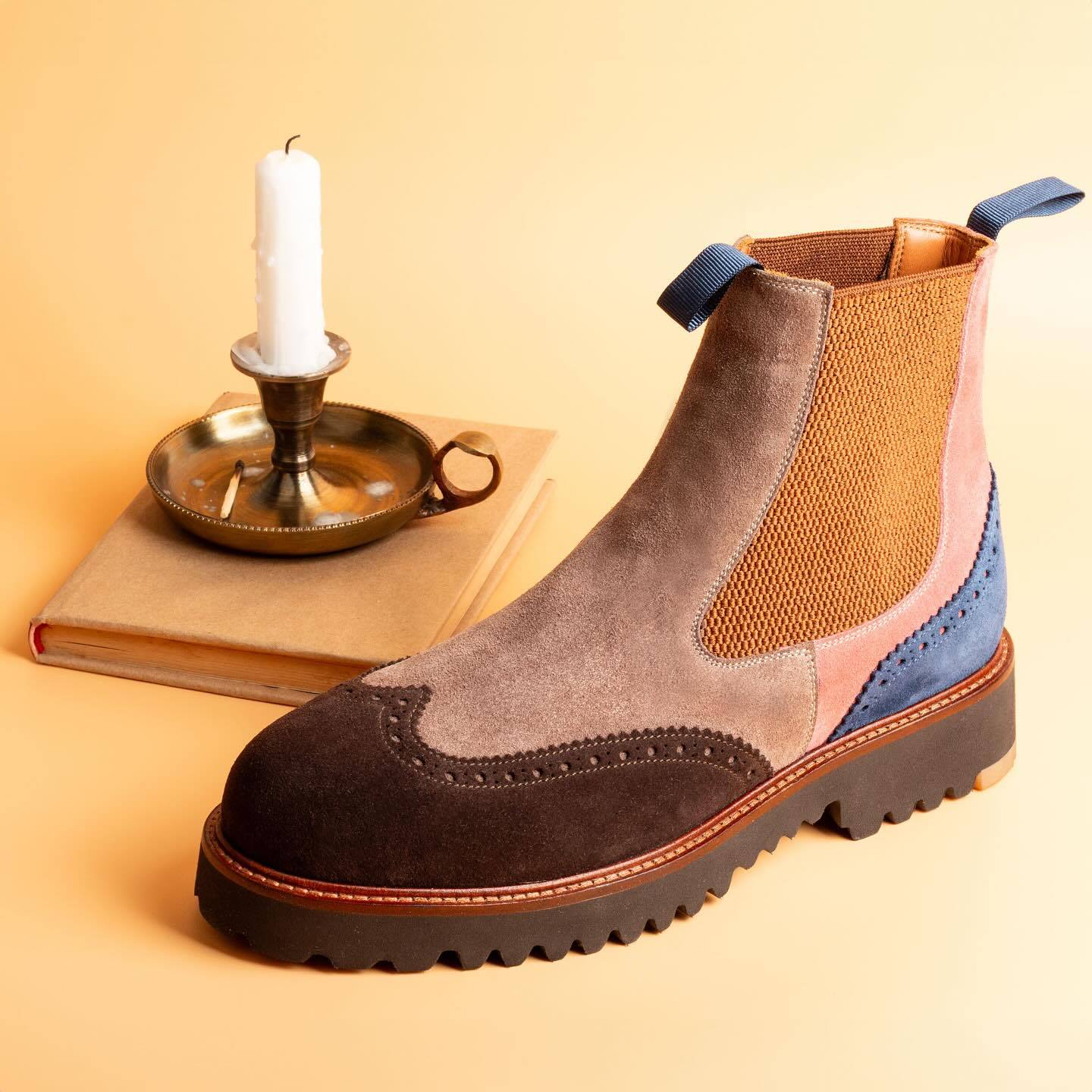 Colorblock Suede Chelsea Boots