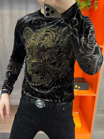 Men's long sleeve beast pattern tops