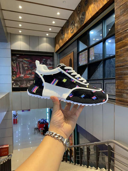 Trendy Color Block Denim Comfortable Men's Thick-soled Sneakers