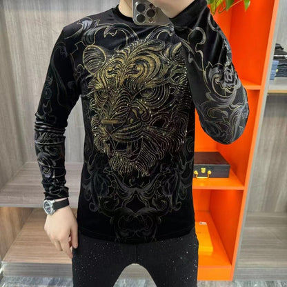 Men's long sleeve beast pattern tops