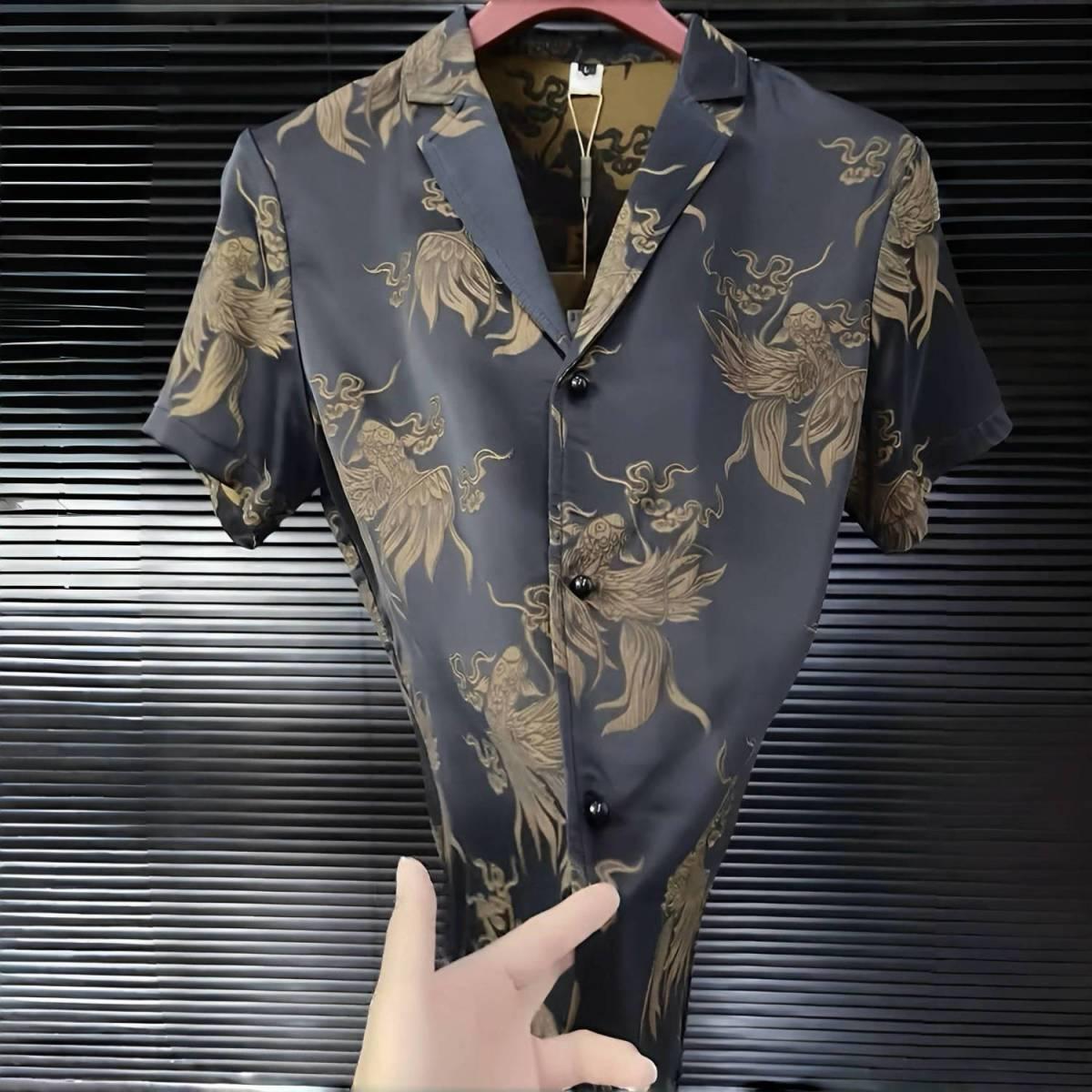 Men's iron-free casual short-sleeved silk shirt