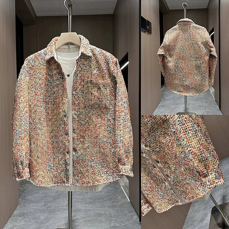 Men's Colorful Woven Lapel Coat