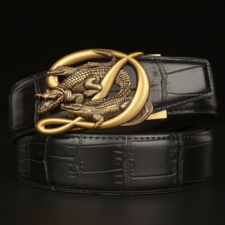 Men's Cowhide Vintage Crocodile Buckle Belt