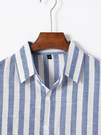 Striped Cotton And Linen Casual Shirt