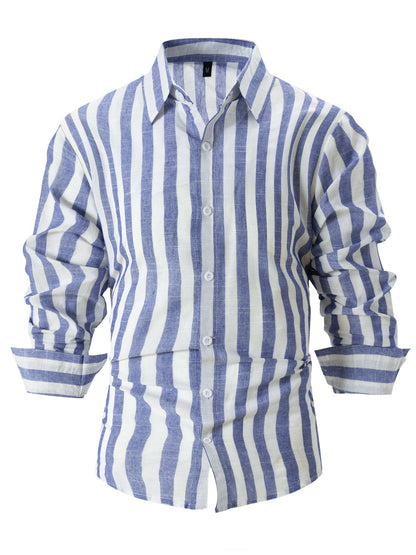 Striped Cotton And Linen Casual Shirt