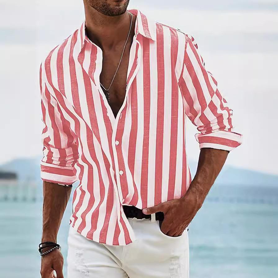 Striped Cotton And Linen Casual Shirt