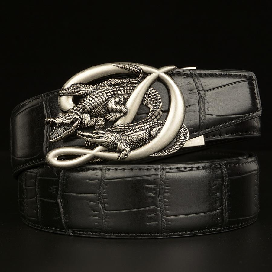 Men's Cowhide Vintage Crocodile Buckle Belt