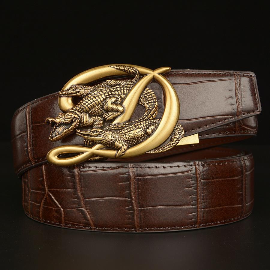 Men's Cowhide Vintage Crocodile Buckle Belt