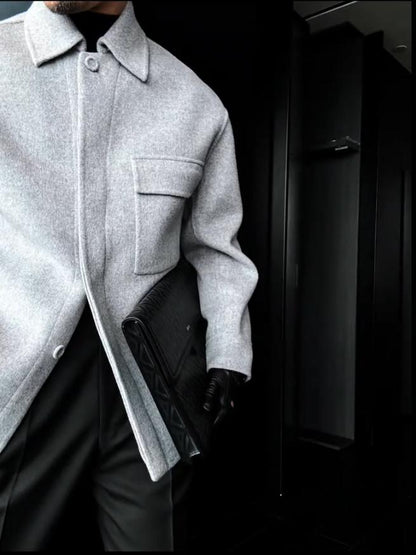 Men's new lapel solid color jacket